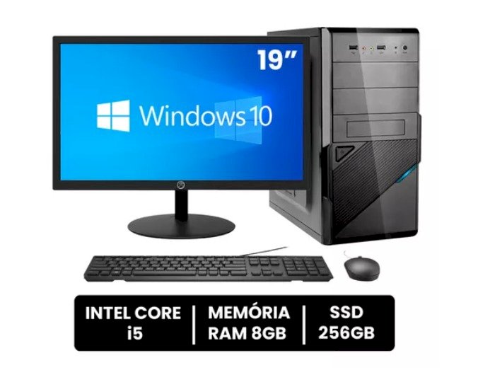 Computador Intel Core I5 8gb Ram Ssd 256gb Monitor Led 19 novo